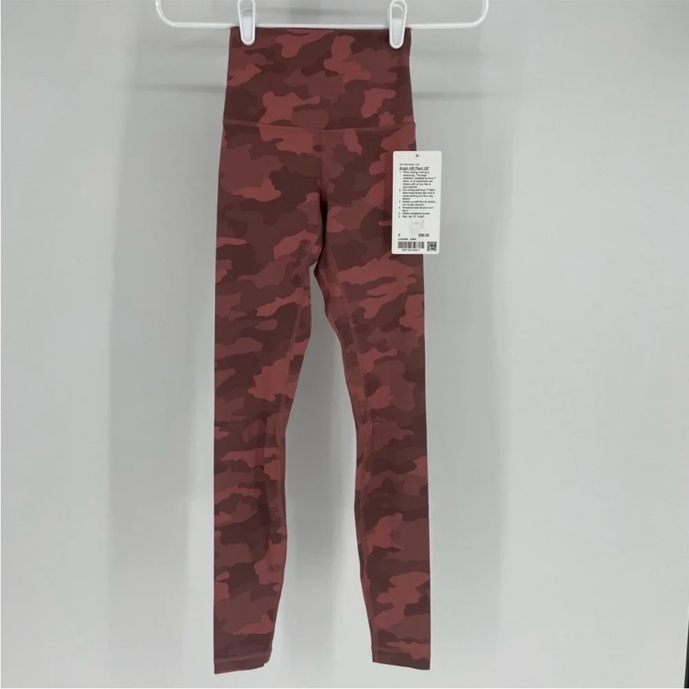 LULULEMON NWT ALIGN HIGH RISE PANT 28” LEGGINGS HERITAGE 365 CAMO BRIER ROSE 0 - Picture 3 of 6